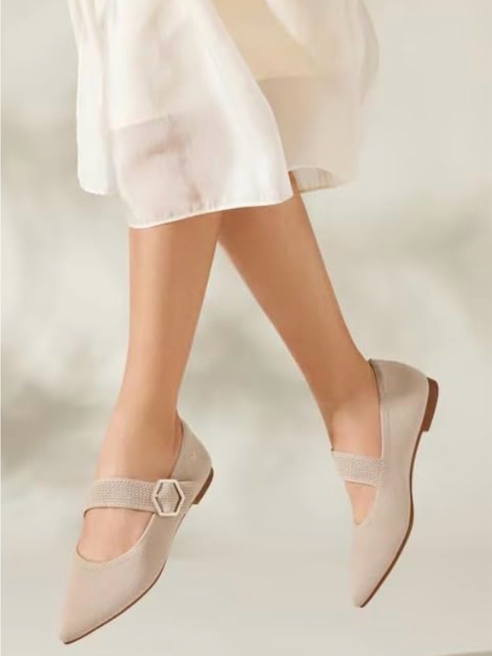VIVAIA Maria Women's Pointed Toe Mary Jane Flats Almond (shoe25)